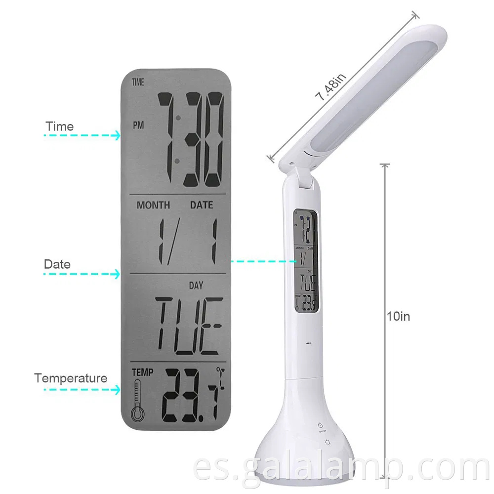 Lámpara de escritorio USB inteligente con funcionalidad de reloj de alarma incorporada